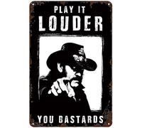 Geuuki Creative Funny Novelty Metal Tin Sign Play It Louder You Bastards Retro Wall Decor Garden Man Cave Cafes Office Store Pubs Club Metal Aluminum Sign Gift 8 x 12 inch