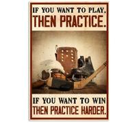 Geuuki If You Want To Win Then Practice Harder Hockey Funny Retro Metal Tin Sign Vintage Aluminum Sign for Home garden Coffee Wall Decor 8x12 Inch