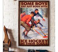 Geuuki Some Boys Are Just Born With Ice Hockey In Their Souls Funny Retro Metal Tin Sign Vintage Aluminum Sign for Home garden Coffee Wall Decor 8x12 Inch