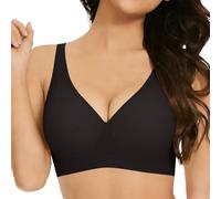 geuxiwlay Jelly Bras for Women UK Deep V Wireless Bras Ladies Comfort Support Seamless Soft Padded Jelly Bra for Small and Large Breasts Plus Size Full Coverage Everyday Bra Black L