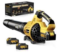 GEVEELIFE Electric Leaf Blower, 20 V, 256 km/h, with 3 Speeds and 2 x 5.0 Ah Batteries, for Garden, Leaves, Dust and Snow (Includes Battery), Yellow