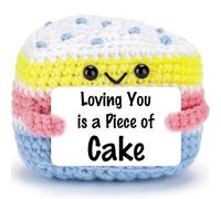 GevGuxLuo Anniversary Birthday Gifts for Him Her Girlfriend Boyfriend, Handmade Crochet Cute Cake Small Decor, Romantic I Love You Gifts for Women Men Wife Husband Fiancee Birthday Wedding Engagement