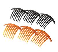 Geviro 6 Pieces Plastic Hair Comb Plastic Side Hair Comb Hair Clip Combs for Women Girls, 10.5 x 8.5 cm (Black and Brown)