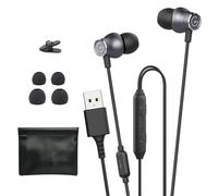 GEVO USB Earbuds with Microphone for PC Laptop, Wired USB Computer in-Ear Headphone 2M/6.6FT Wired Earphones with Volume Controls & Mute Fuction Noise Cancelling Mic for Office Live Gaming Headset