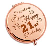 Gevody 21st Birthday Gifts for Niece Compact Makeup Mirror for Niece from Aunt Uncle 21 Year Old Birthday Gifts for Girl from Auntie Turning 21st Folding Makeup Mirror Christmas Mothers Day Present