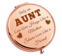 Gevody Aunt Gifts from Niece Nephew Compact Makeup Mirror Auntie Best Aunt Ever Folding Makeup Mirror Christmas Birthday Present for New Auntie Aunty Appreciation Friendship Present