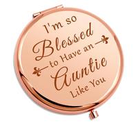 Gevody Auntie Gifts Compact Pocket Mirror Auntie Birthday Gifts Aunt Appreciation Gift Christmas Mothers Day Thank You Aunty Gifts Valentines Wedding Folding Makeup Mirror Aunt Gift from Nephew Niece