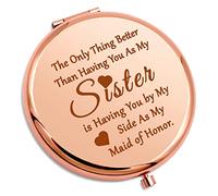 Gevody Bridesmaid Thank You Gift for Sister Wedding Gift Compact Makeup Mirror Bachelorette Party Gift Maid of Honor Sister Gift Best Friend Friendship Gifts Bridal Shower Gift Pocket Makeup Mirror