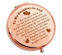 Gevody Daughter in Law Compact Makeup Mirror Daughter in Law Wedding Day Gift from Mum Christmas Birthday Present for Stepdaughter from Mother Bridal Shower Folding Makeup Mirror
