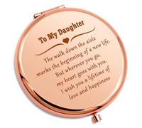 Gevody Daughter Wedding Gift from Mum Compact Makeup Mirror for Bride Bridal Shower Gift for Daughter Engagement Presents Inspirational Present for Her Bridal Bachelorette Party Folding Makeup Mirror