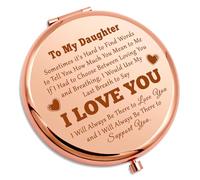 Gevody Inspirational Gift for Daughter Compact Makeup Mirror Daughter Gifts from Mum Daughter Birthday Gifts from Dad Daughter Graduation Christmas Personal Compact Mirror Valentines