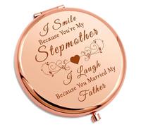 Gevody Step Mum Compact Makeup Mirror for Bonus Mom for Mother in Law Stepmum Stepmother Birthday Gifts Mom of the Bride Wedding Gift Christmas Thank You Present Folding Makeup Mirror