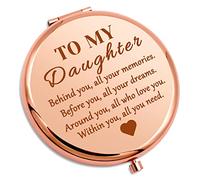 Gevody to My Daughter Inspirational Gifts from Mom Dad Birthday Gift for Girls Teens Stepdaughter Travel Makeup Mirror Graduation Encouragement Compact Makeup Mirror Daughter in Law Wedding Present