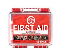 Gevoke Mini First Aid Kit - 135 Piece HardCase First Aid Box for Home, Car, Travel, Camping, Hiking, Truck, Sports, Office, Vehicle & Outdoor Emergencies - Medical Kit (Small)