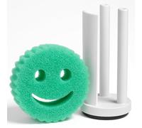 Gevoli Scrub Sponge Holder for Daddy Mommy - 3-Stand Organizer with Bottom Suction Cup: Store Three Sponges to Organize Your Sink and Keep Kitchen Clean (White, Sponges Not Included)