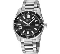 Gevril Men's Atlantic Avenue SA100 Black Ceramic Bezel Black Embossed Dial SS Watch in Silver Gevril Silver One Size