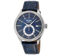 Gevril Men's Empire 48102 Swiss Automatic ETA 2895 Blue Dial Italian Handmade Blue Leather Watch in Black Gevril Black One Size