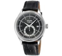 Gevril Men's Empire Italian Handmade Black Leather Swiss Automatic ETA 2895 Watch Gevril Black One Size