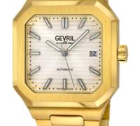 Gevril Men's Grand Concourse SA100 Swiss Automatic White Matt Dial, Côtes de Genève in Gold Gevril Gold One Size