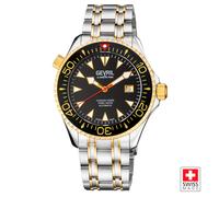 Gevril Men's Hudson Yards, 48802, Swiss Automatic Diver, Black Dial, Unidirectional Rotating bezel Bezel, Two Tone Stainless Steel Bracelet, Sapphire Gevril Multicolor One Size