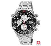 Gevril Men's Hudson Yards Chronograph, Swiss Automatic Watch, Blue Dial, Unidirectional Rotating bezel Bezel, Helium Valve, Stainless Steel, & Gevril Silver One Size