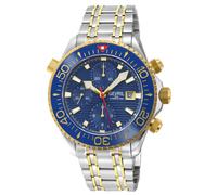 Gevril Men's Hudson Yards Chronograph, Swiss Automatic Watch, Blue Dial, Unidirectional Rotating bezel Bezel, Helium Valve, Stainless Steel, & Gevril Navy One Size