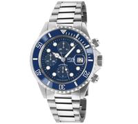 Gevril Men's Wall Street Chrono, Swiss Automatic Chronograph, Blue Dial, Unidirectional rotating bezel Bezel, 316L Stainless Steel, & Sapphire Gevril Silver One Size