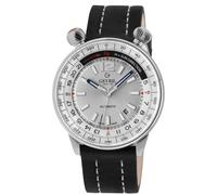 Gevril Men's Wallabout, Swiss Automatic Watch, Silver Dial, Hand made Italian leather, & Sapphire Crystal in Black Gevril Black One Size