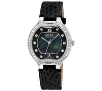 Gevril Women's Lugano Swiss Diamond, Black MOP Dial, 316L Stainless Steel Case, Genuine Italian Handmade Leather Strap. Swiss Quartz Watch Gevril Black One Size