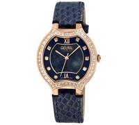 Gevril Women's Lugano Swiss Diamond, Blue MOP Dial, IPRG Case, Genuine Italian Handmade Leather Strap Swiss Quartz Watch Gevril Blue One Size