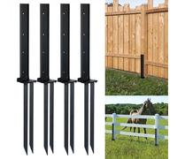 Gevvnss 4Pack Thickened Fence Post Repair Stakes Kit,Heavy Duty Iron Fence Post Brackets,Fixer Anchor Ground Spike for Repair Tilted or Broken Wooden Fence Posts Support