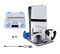 Gevvnss PS5/Slim/Pro Cooling Stand with Auto Turbofan & 3-Level Speeds,PS5 Stand,Cooling Station with Controller Charger,Charing Station for Playstation 5 Console,PS5/Slim/Pro Accessories