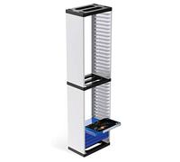 Gevvnss Universal Video Game Storage Tower Stand - Holds 36 Games, Multi-Functional Organiser Rack for PS5, PS4, Xbox Series X/S, Switch Game Cases, DVDs & Blu-ray Discs