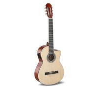 GEWA Basic Electric Acoustic Classical Guitar - Classic Electro - 4/4 - Basswood Body - Pickup 4-Band EQ with Tuner - Cutaway - Natural Colour