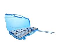 GEWA carillon, chime, xylophone, with 25 metal bars, chromatic (range G5-G7) incl. 2 mallets, plastic case with handle, blue