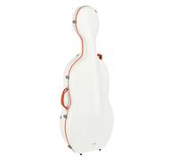 GEWA Cello Case FUN Series Polycarbonate 4/4 White/Orange, Interior Black, 2 Removable Backpack Straps, Accessory Pocket, Padded Suspension, Additional Side Handle