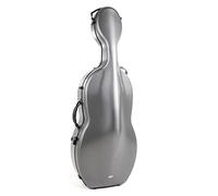 GEWA Cello Case Polycarbonate 4/4 grey with backpack straps, side handle and rollers/wheels (Rolly)