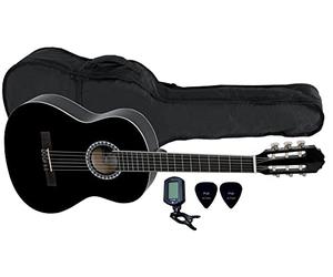 GEWA classical guitar, Basic guitar, basswood body, pakkawood fingerboard, chrome-plated machine heads, Set 3/4 black, including bag, tuner, picks