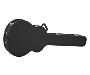 GEWA Guitar Case Jumbo Acoustic Bass Flat Top Economy - Wooden Core - Flat Lid - Matte Black Faux Leather Cover - Chrome Locks - Accessory Compartment - Black Velvet Interior - Plastic Handle