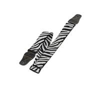 GEWA Guitar Strap Animal Edition - Fabric Strap Width 50 mm - Soft and Comfortable - Leather Ends with Decorative Stitching - Adjustable 89-147 cm - Design Zebra