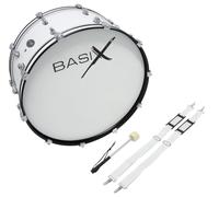 GEWA Marching Bassdrum, Marching Drum 24 x 12", wooden shell white, incl. carrying strap and mallet