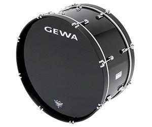 GEWA marching drum large, poplar shell black, 24 x 10", 8 tension rods, Remo USA heads, incl. hook for strap or carrier