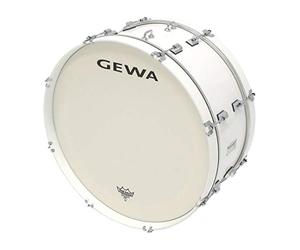 GEWA marching drum large, poplar shell white, 24 x 10", 8 tension rods, Remo USA heads, incl. hook for strap or carrier