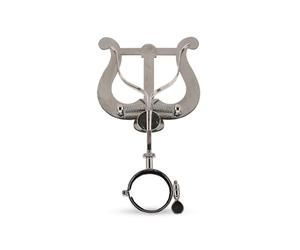 GEWA Marching Music Holder Bb-Clarinet - Nickel Plated - Large Lyra - 2 Pushers - Ring Diameter 33 mm