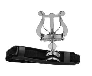 GEWA Marching Music Holder - Nickel Plated - Large Lyra - 2 Pushers - Soft Non-Slip Plastic Base with Aluminium Plate -Velcro Fastener - Particularly suitable for children and adults with slim arms