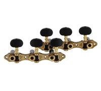 GEWA machine heads for classical guitar - nylon shaft Ø 9.5 mm black - shaft spacing 35 mm - acrylic buttons screwed on - set gold-colored - without lyre