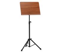 GEWA Orchestra Music Stand - Desk Plate Brown Wood - Tripod Black - Foldable Feet - ABS and Prism Joint - Height 67-120 cm - Weight 4.0 kg