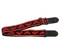 GEWA OVATION Guitar Strap Nylon - Signature Multi-Soundhole - Ruby Red - Padded - Leather ends