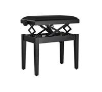 Gewa Piano Bench Deluxe Car Lift with Comfortable Height Adjustment, Solid Wood, Matte Black, Seat Cover Vinyl Black