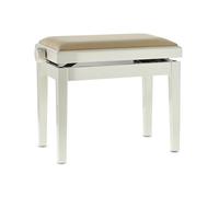 GEWA Piano Bench Deluxe, Solid Wood, Height Adjustable, High Gloss Ivory